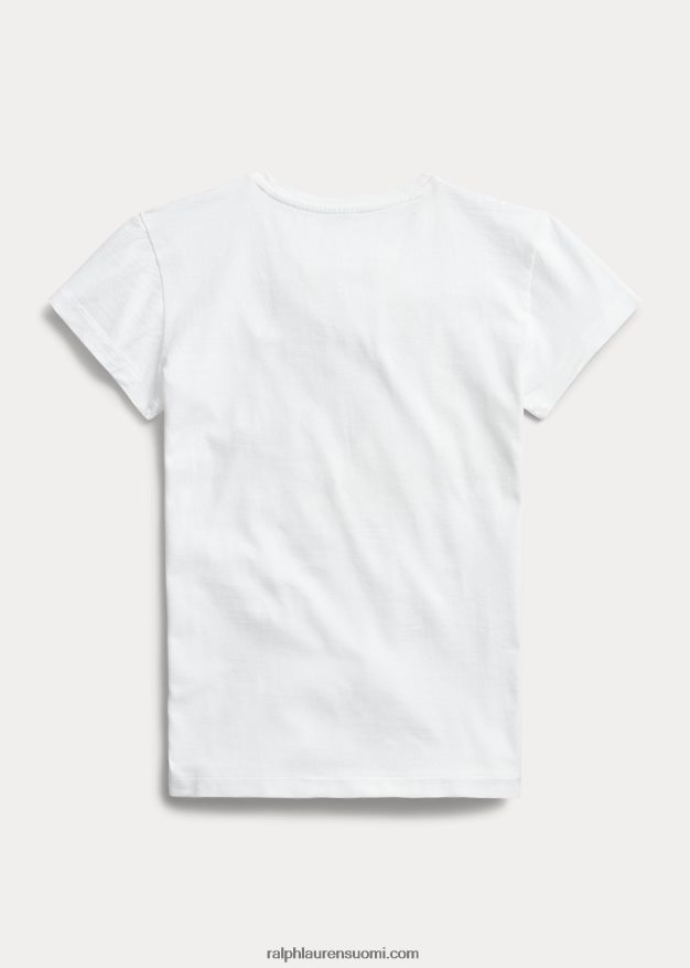 Ralph Lauren naiset logolla puuvillatrikoo 0Z24ZR3679 valkoinen