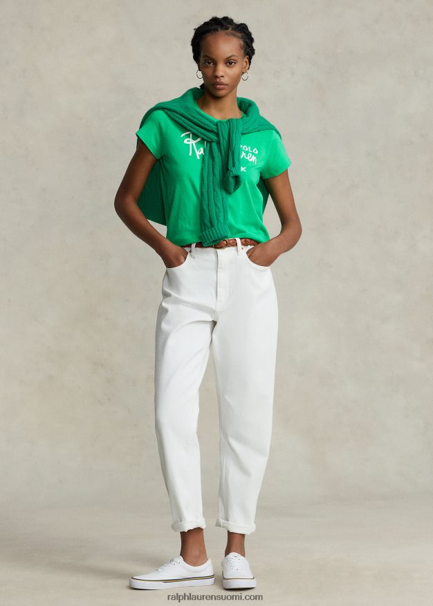Ralph Lauren naiset logollinen puuvillajersey-t-paita 0Z24ZR2937 kesä smaragdi