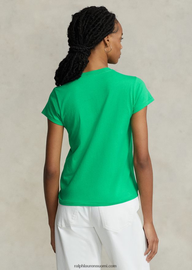Ralph Lauren naiset logollinen puuvillajersey-t-paita 0Z24ZR2937 kesä smaragdi