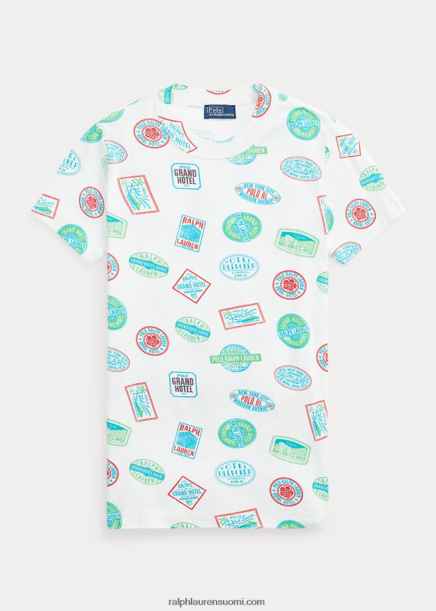 Ralph Lauren naiset matka-aiheinen resori puuvillainen t-paita 0Z24ZR3104 nevis