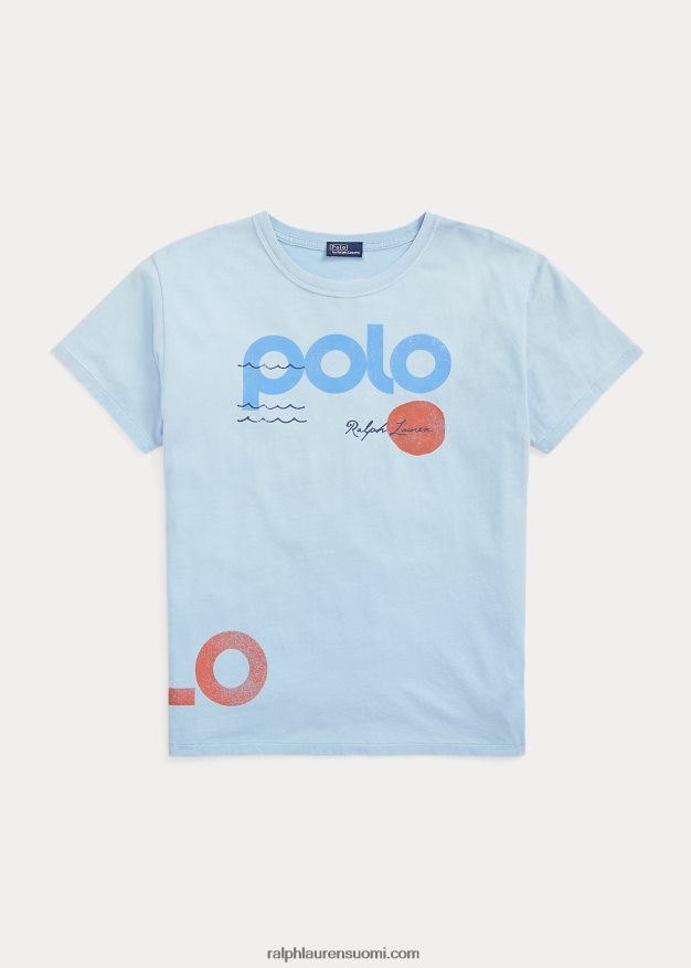 Ralph Lauren naiset merenkulkulogograafinen puuvillainen trikoopaita 0Z24ZR3030 puuterinsininen