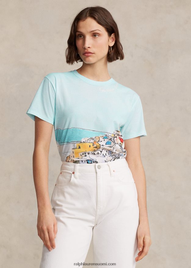 Ralph Lauren naiset merenrantakuvioinen puuvillajersey-paita 0Z24ZR3035 monikulttuurinen