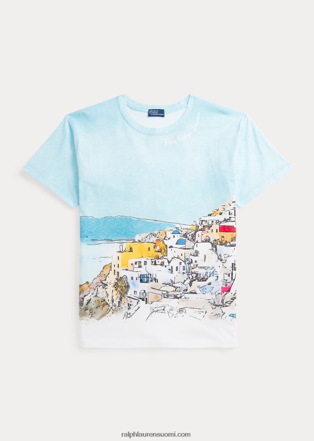 Ralph Lauren naiset merenrantakuvioinen puuvillajersey-paita 0Z24ZR3035 monikulttuurinen