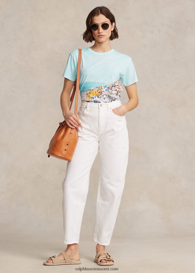 Ralph Lauren naiset merenrantakuvioinen puuvillajersey-paita 0Z24ZR3035 monikulttuurinen