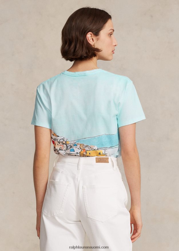Ralph Lauren naiset merenrantakuvioinen puuvillajersey-paita 0Z24ZR3035 monikulttuurinen