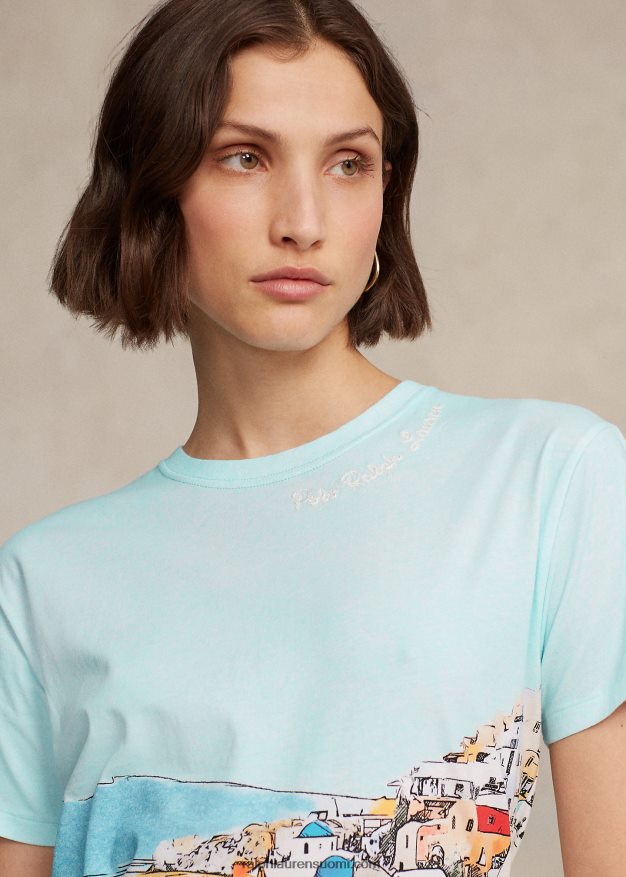 Ralph Lauren naiset merenrantakuvioinen puuvillajersey-paita 0Z24ZR3035 monikulttuurinen