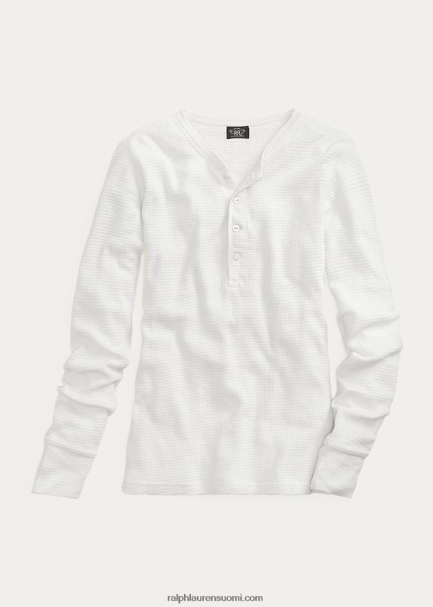 Ralph Lauren naiset ohut vohvelineule puuvillainen henley 0Z24ZR9380 paperi valkoinen