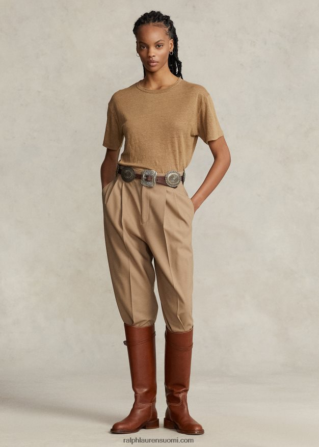 Ralph Lauren naiset pellava jersey crewneck t-paita 0Z24ZR2915 montana khaki
