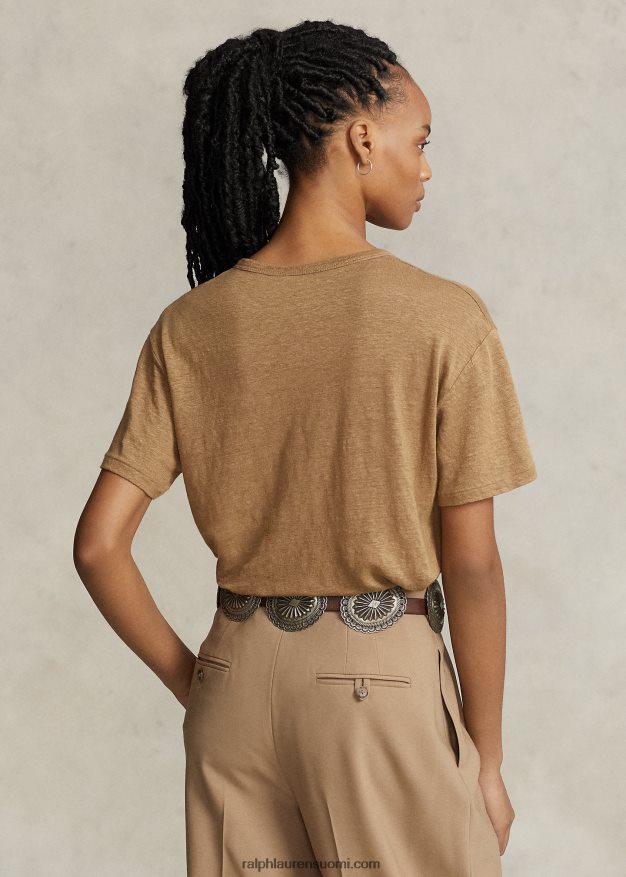Ralph Lauren naiset pellava jersey crewneck t-paita 0Z24ZR2915 montana khaki