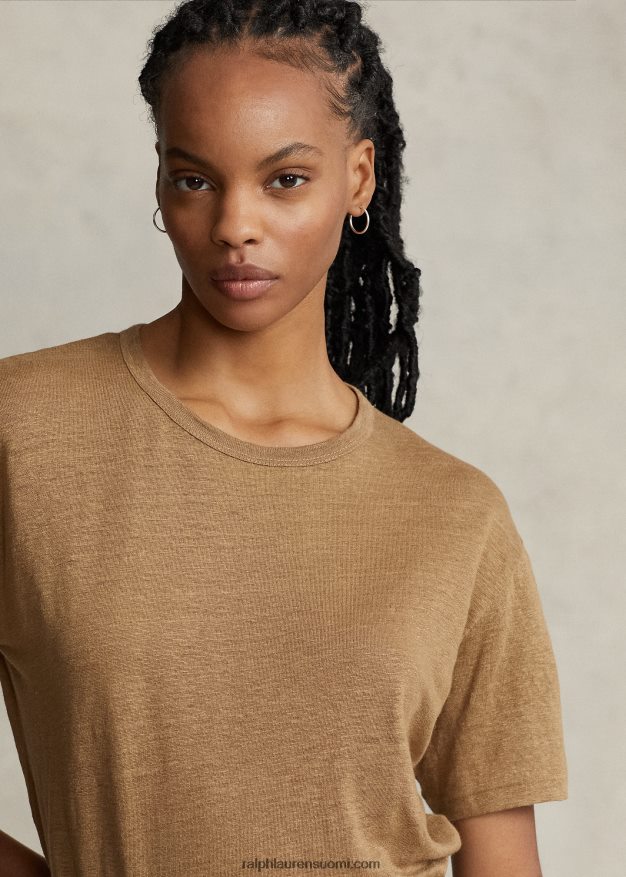 Ralph Lauren naiset pellava jersey crewneck t-paita 0Z24ZR2915 montana khaki