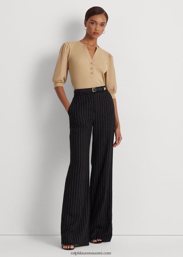 Ralph Lauren naiset puhvihihainen puuvillasekoite Henley t-paita 0Z24ZR4885