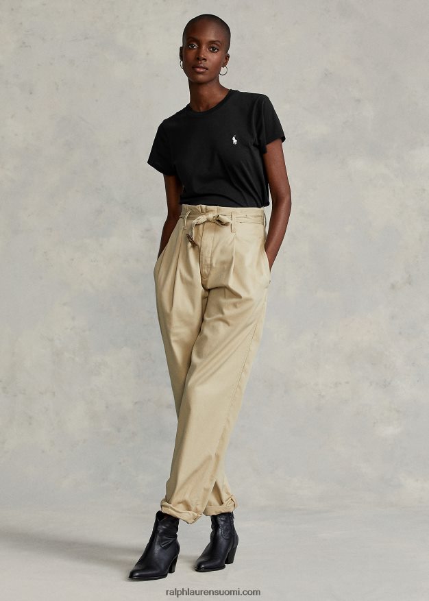 Ralph Lauren naiset puuvillainen crewneck T-paita 0Z24ZR4749 musta