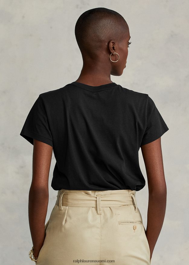 Ralph Lauren naiset puuvillainen crewneck T-paita 0Z24ZR4749 musta