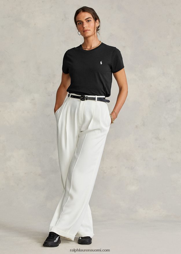 Ralph Lauren naiset puuvillainen crewneck T-paita 0Z24ZR4749 musta