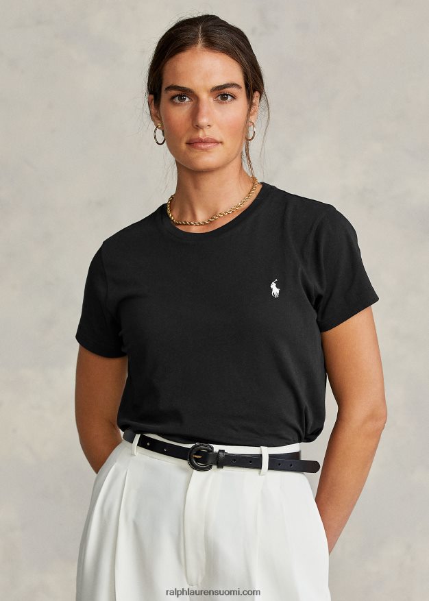 Ralph Lauren naiset puuvillainen crewneck T-paita 0Z24ZR4749 musta