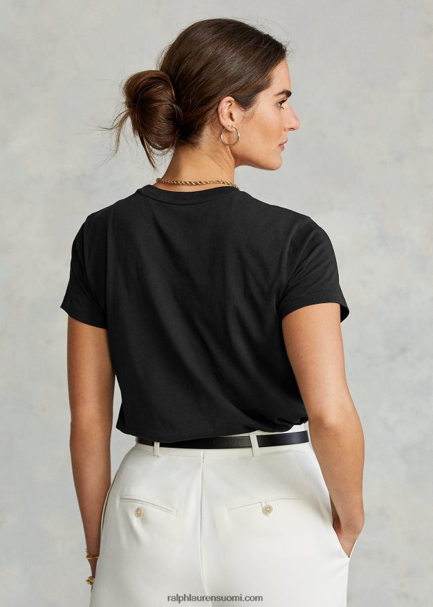 Ralph Lauren naiset puuvillainen crewneck T-paita 0Z24ZR4749 musta