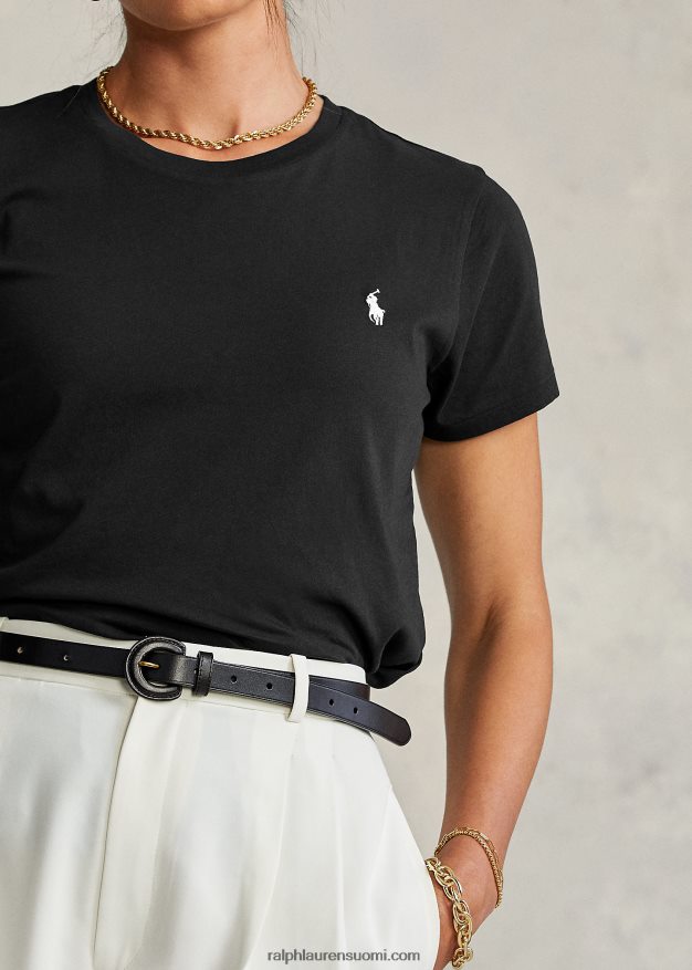 Ralph Lauren naiset puuvillainen crewneck T-paita 0Z24ZR4749 musta
