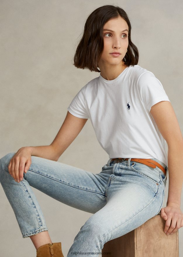 Ralph Lauren naiset puuvillainen crewneck T-paita 0Z24ZR4750 valkoinen