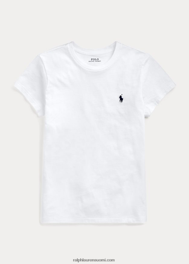 Ralph Lauren naiset puuvillainen crewneck T-paita 0Z24ZR4750 valkoinen