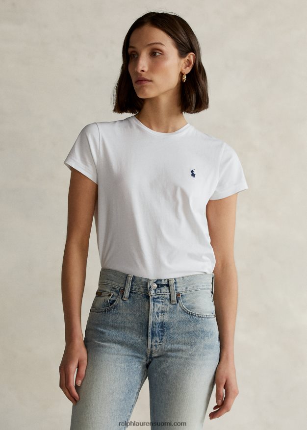 Ralph Lauren naiset puuvillainen crewneck T-paita 0Z24ZR4750 valkoinen