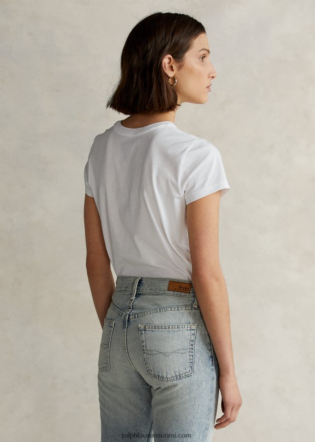 Ralph Lauren naiset puuvillainen crewneck T-paita 0Z24ZR4750 valkoinen