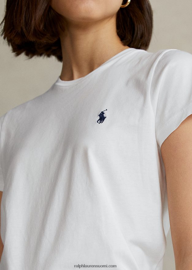 Ralph Lauren naiset puuvillainen crewneck T-paita 0Z24ZR4750 valkoinen