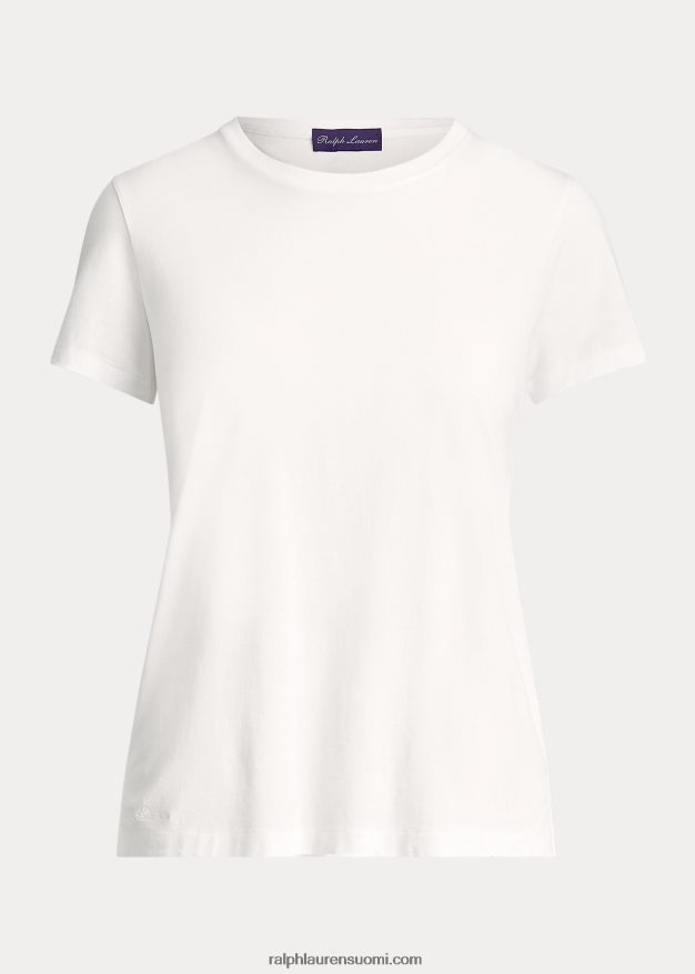 Ralph Lauren naiset puuvillainen crewneck t-paita 0Z24ZR3437 optinen valkoinen