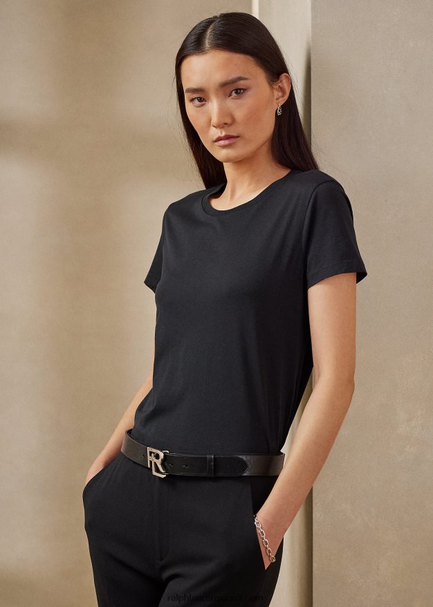 Ralph Lauren naiset puuvillainen crewneck t-paita 0Z24ZR3438 musta
