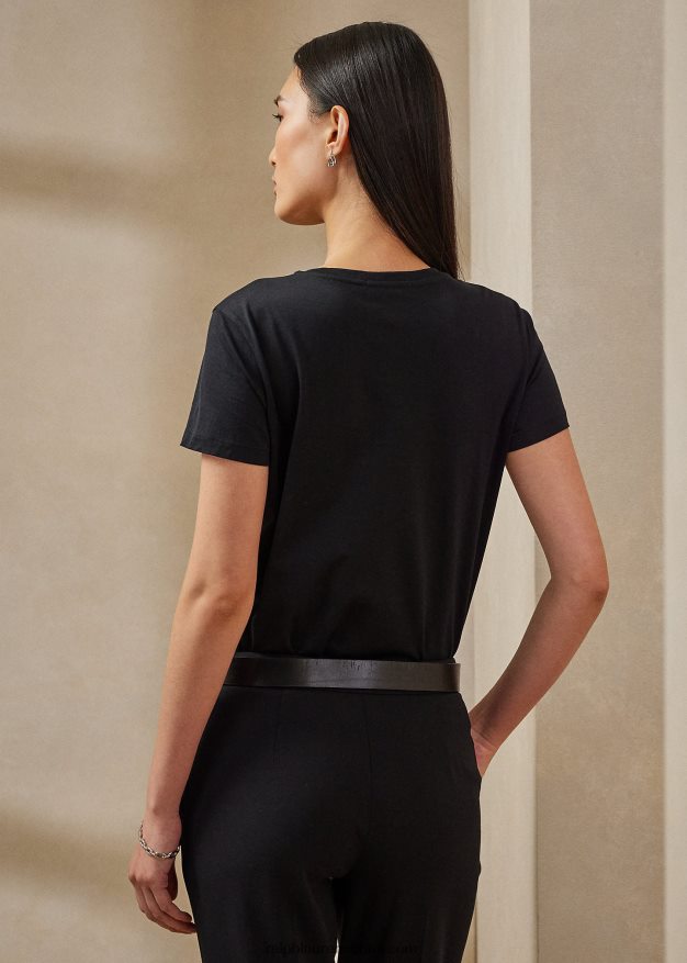 Ralph Lauren naiset puuvillainen crewneck t-paita 0Z24ZR3438 musta