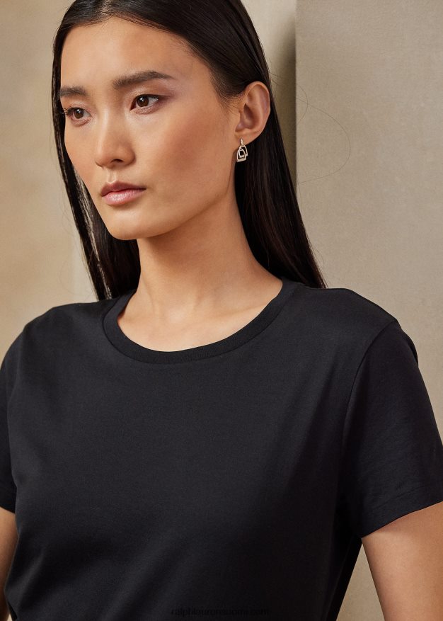 Ralph Lauren naiset puuvillainen crewneck t-paita 0Z24ZR3438 musta