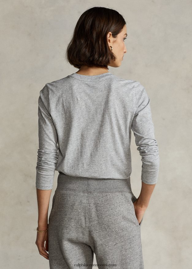 Ralph Lauren naiset puuvillajersey pitkähihainen t-paita 0Z24ZR4746 mukulakivikanerva