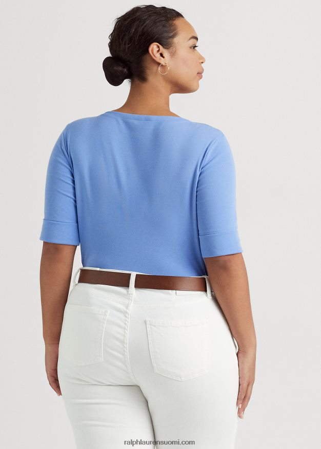 Ralph Lauren naiset puuvillasekoiteinen venepääntie 0Z24ZR4636 sininen sumu