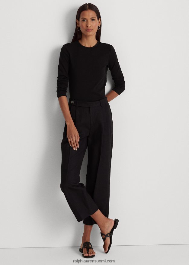 Ralph Lauren naiset puuvillasekoitettu pitkähihainen toppi 0Z24ZR4239 musta