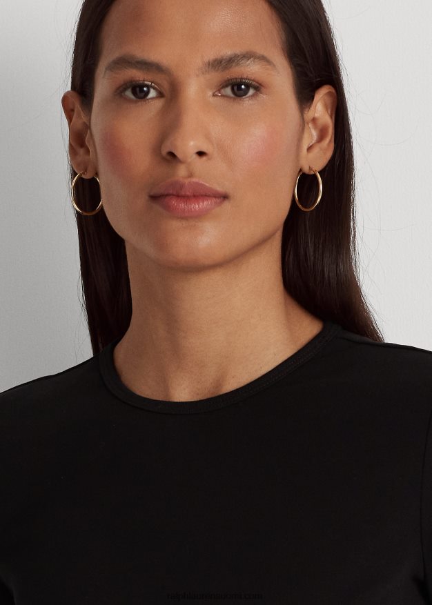 Ralph Lauren naiset puuvillasekoitettu pitkähihainen toppi 0Z24ZR4239 musta