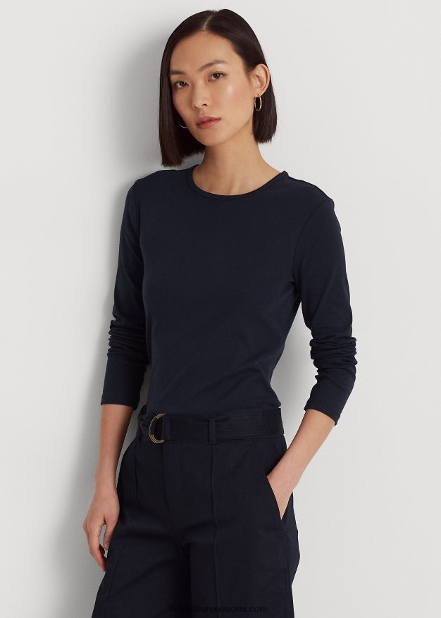 Ralph Lauren naiset puuvillasekoitettu pitkähihainen toppi 0Z24ZR4240 laivasto