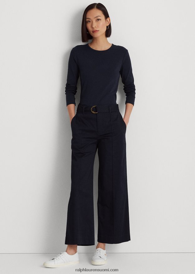 Ralph Lauren naiset puuvillasekoitettu pitkähihainen toppi 0Z24ZR4240 laivasto