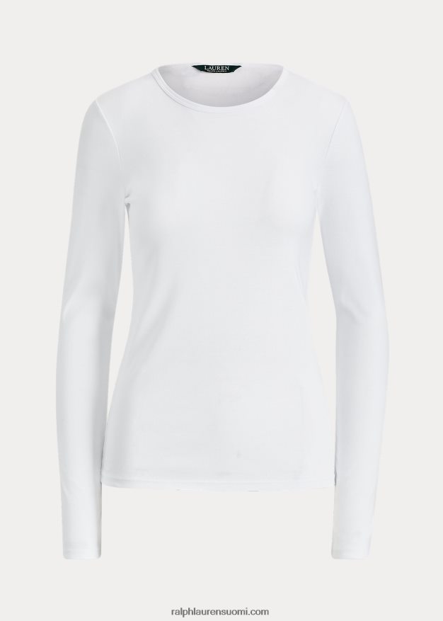 Ralph Lauren naiset puuvillasekoitettu pitkähihainen toppi 0Z24ZR4241 valkoinen