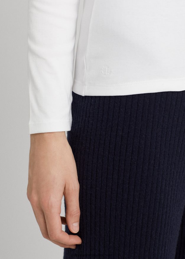 Ralph Lauren naiset puuvillasekoitettu pitkähihainen toppi 0Z24ZR4241 valkoinen
