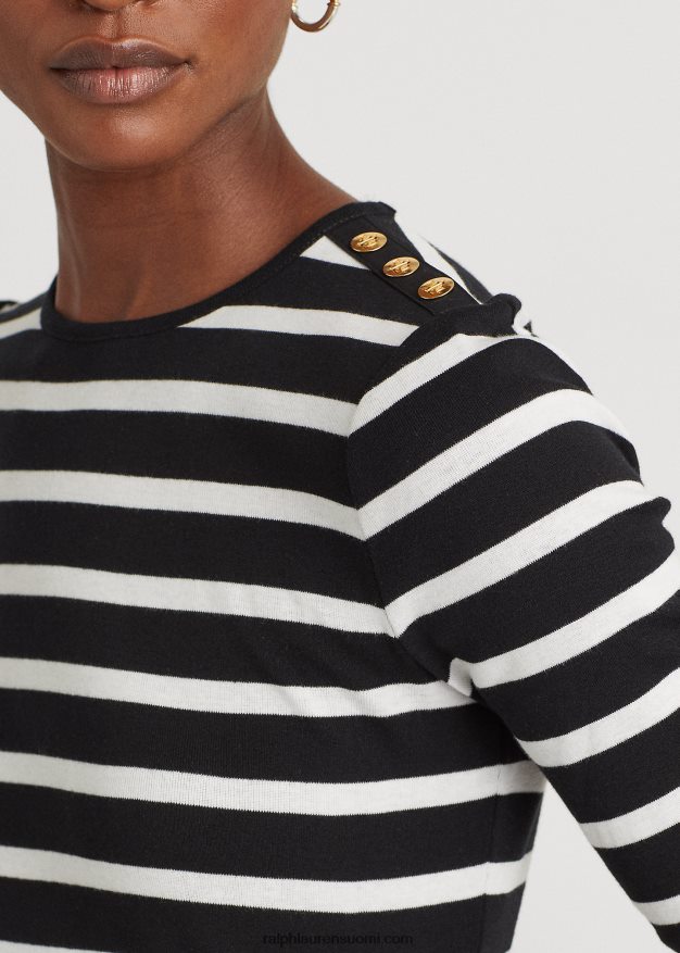 Ralph Lauren naiset raidallinen nappi-olkapäällinen 0Z24ZR4268