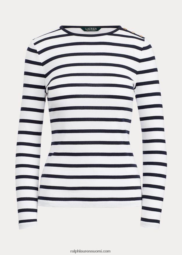 Ralph Lauren naiset raidallinen nappi-olkapäällinen 0Z24ZR4269