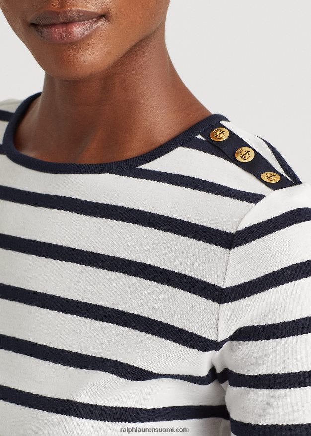 Ralph Lauren naiset raidallinen nappi-olkapäällinen 0Z24ZR4269