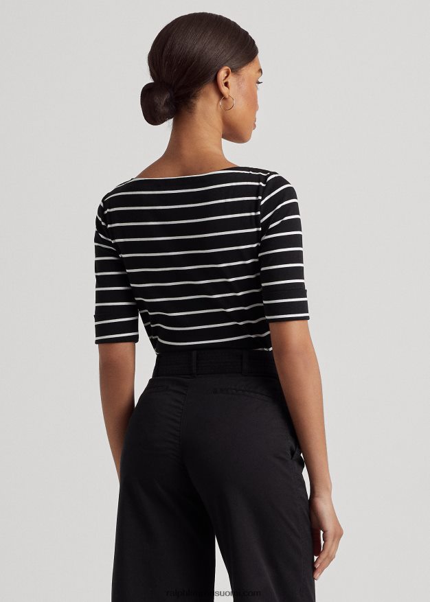 Ralph Lauren naiset raidallinen venepääntie 0Z24ZR4272 musta valkoinen