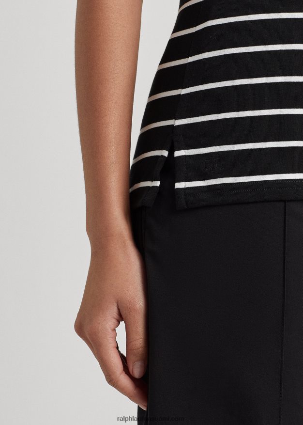 Ralph Lauren naiset raidallinen venepääntie 0Z24ZR4272 musta valkoinen