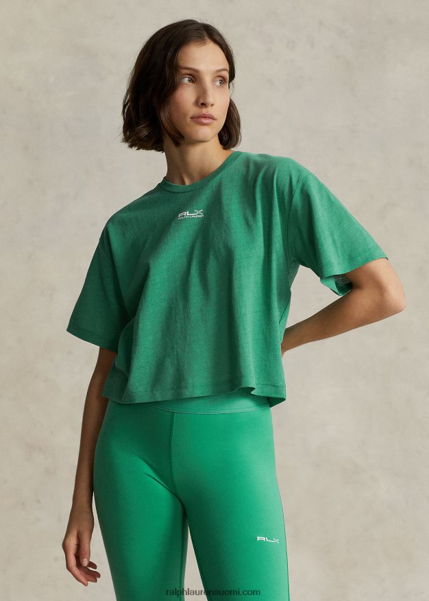 Ralph Lauren naiset rajattu puuvillajersey t-paita 0Z24ZR9173 lautan vihreä