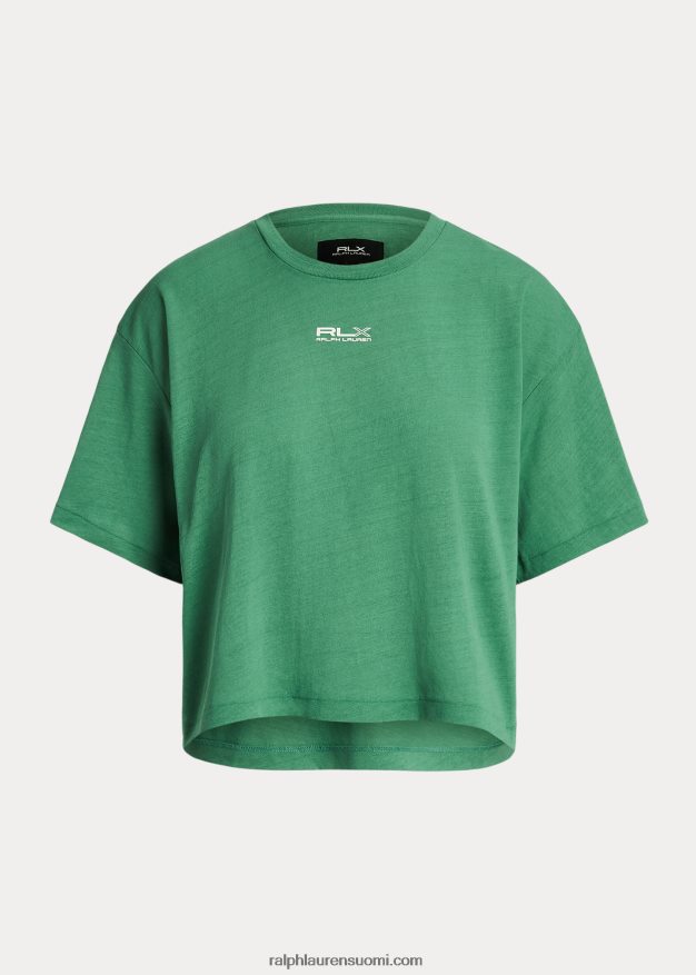 Ralph Lauren naiset rajattu puuvillajersey t-paita 0Z24ZR9173 lautan vihreä