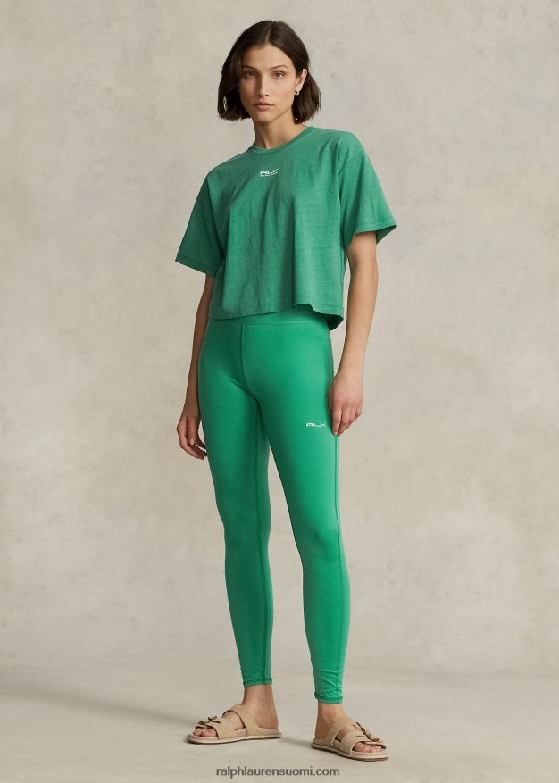 Ralph Lauren naiset rajattu puuvillajersey t-paita 0Z24ZR9173 lautan vihreä