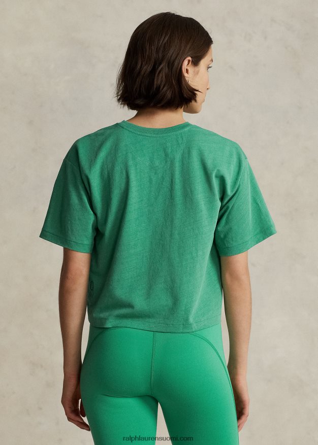 Ralph Lauren naiset rajattu puuvillajersey t-paita 0Z24ZR9173 lautan vihreä