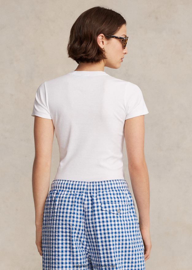 Ralph Lauren naiset resori puuvillainen t-paita 0Z24ZR2873 valkoinen