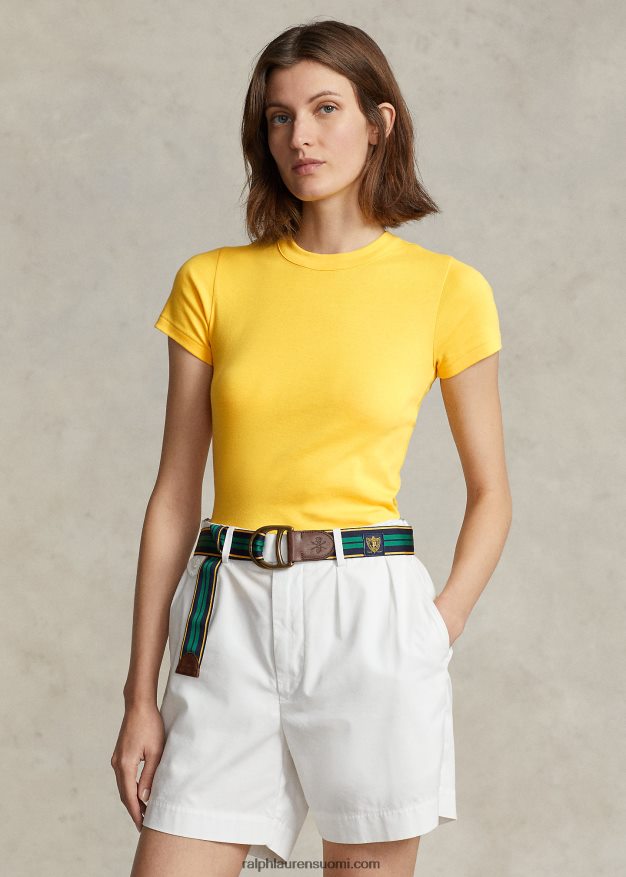 Ralph Lauren naiset resori puuvillainen t-paita 0Z24ZR2874 keltaevä