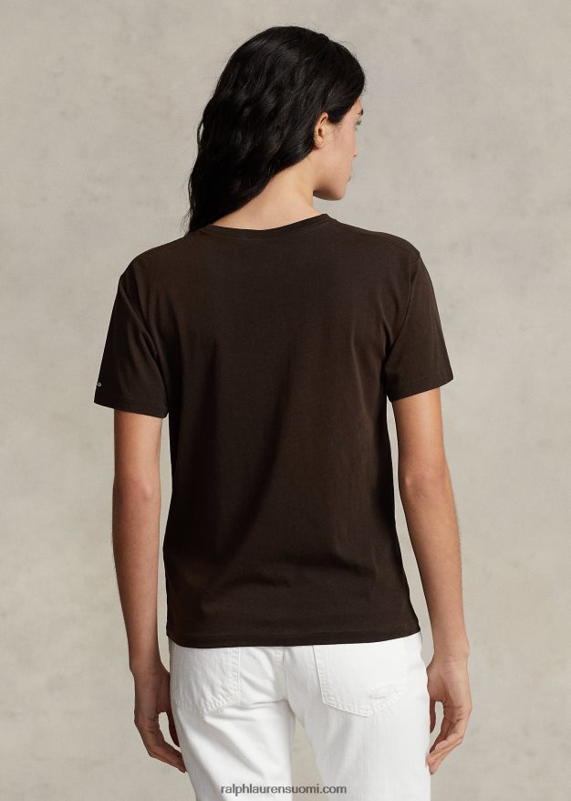 Ralph Lauren naiset rl logo jersey t-paita 0Z24ZR3158 antiikki ruskea